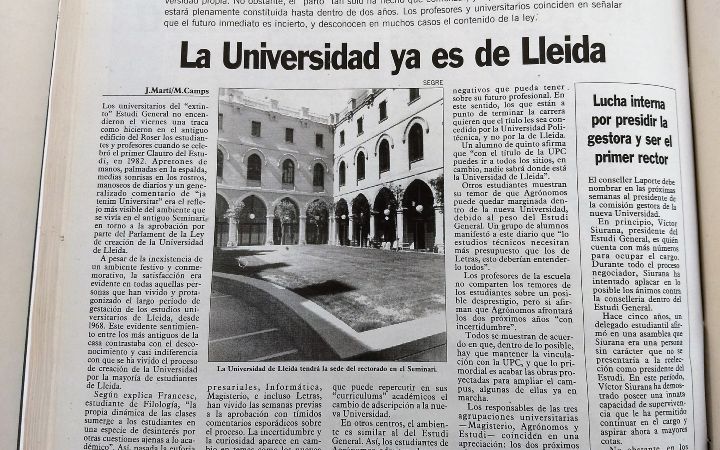 11-1991 - DESEMBRE - 15 - SEGRE LA UNIVERSITAT YA ES DE LLEIDA (2)