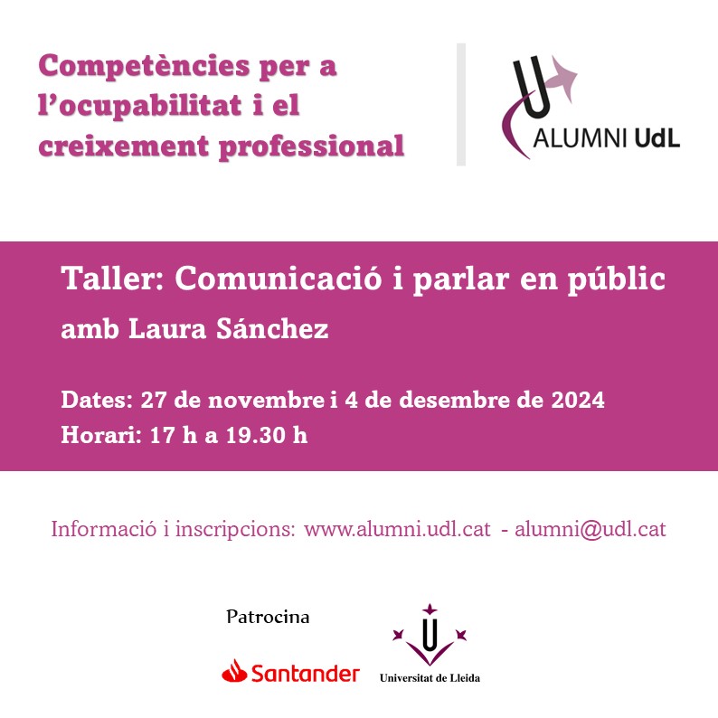 cartell taller comunicacio parlar en públic- 2024-11 - Laura Sánchez