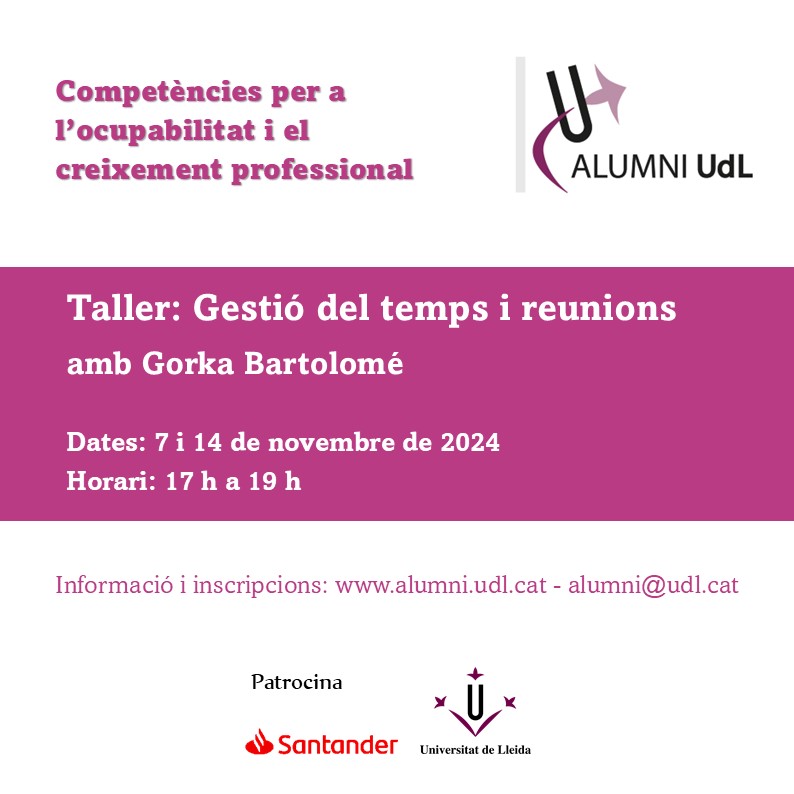 cartell taller gestio del temps i reunios - 2024-11 - Gorka Bartolome