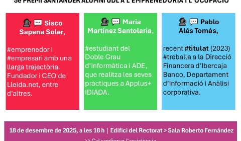dialeg ACTE LLIURAMENT  5è PREMI SANTANDER ALUMNI 2025 - cartells